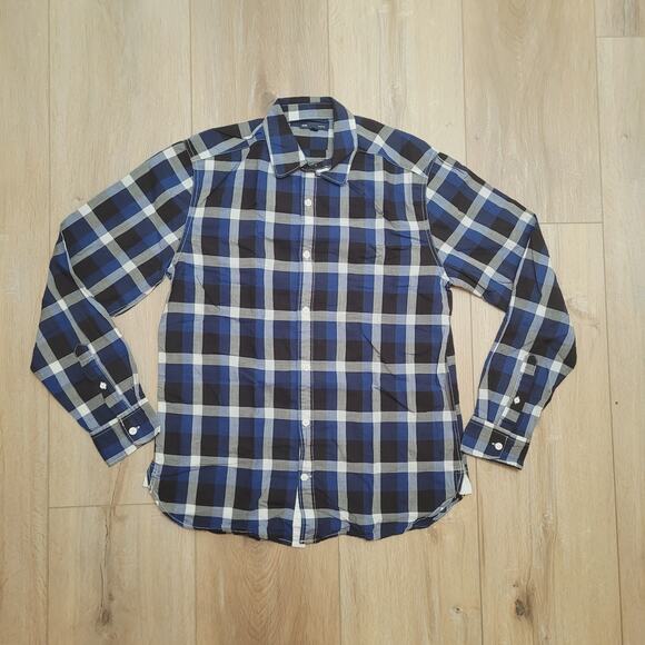 Gap Shirt Mens Small Plaid Button Up Original Fit True Size S Blue Black Gray - Picture 1 of 5